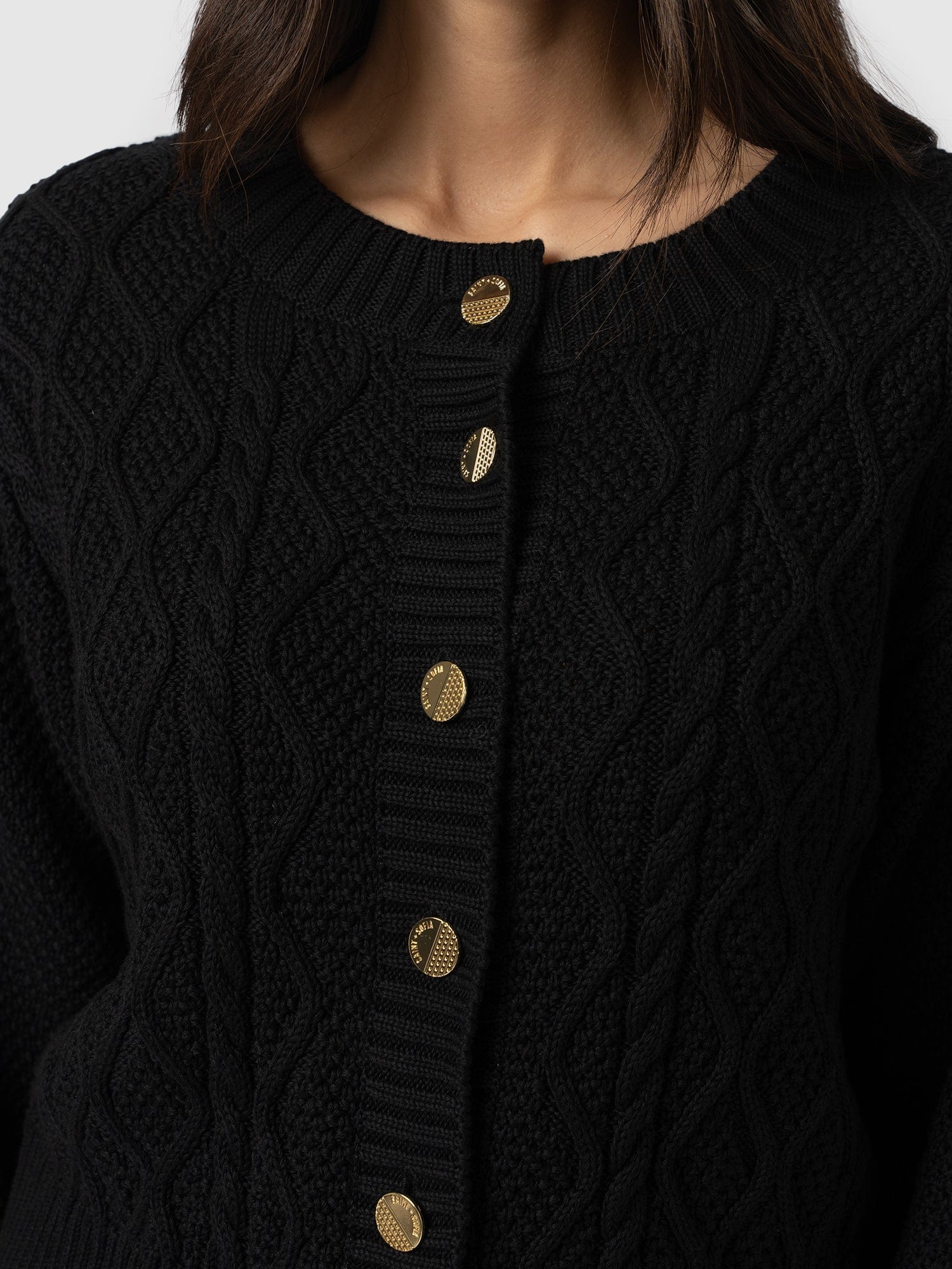 Bronte Cable Cardigan Black - Women's Cardigans | Saint + Sofia® USA