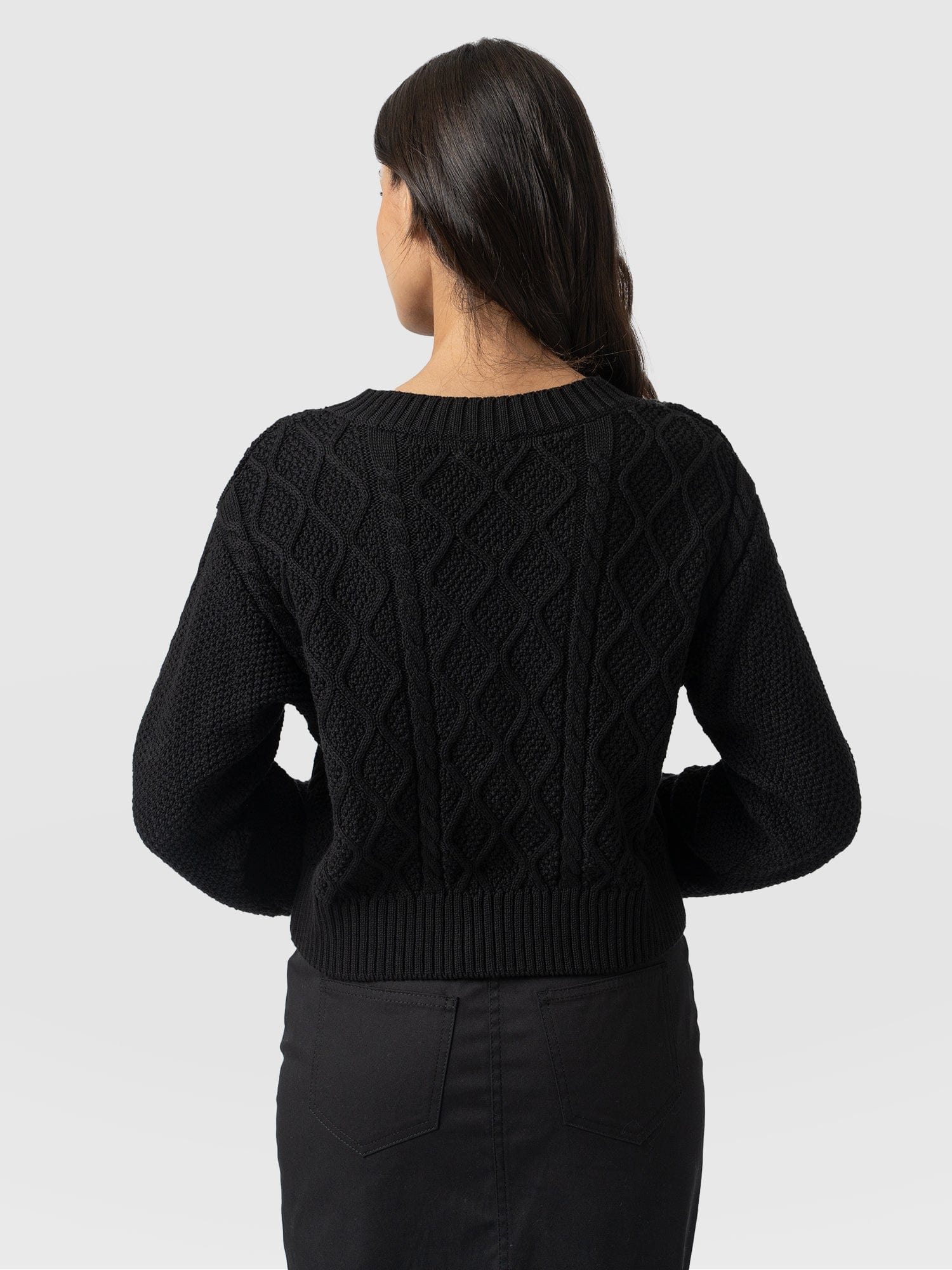 Bronte Cable Cardigan Black - Women's Cardigans | Saint + Sofia® USA