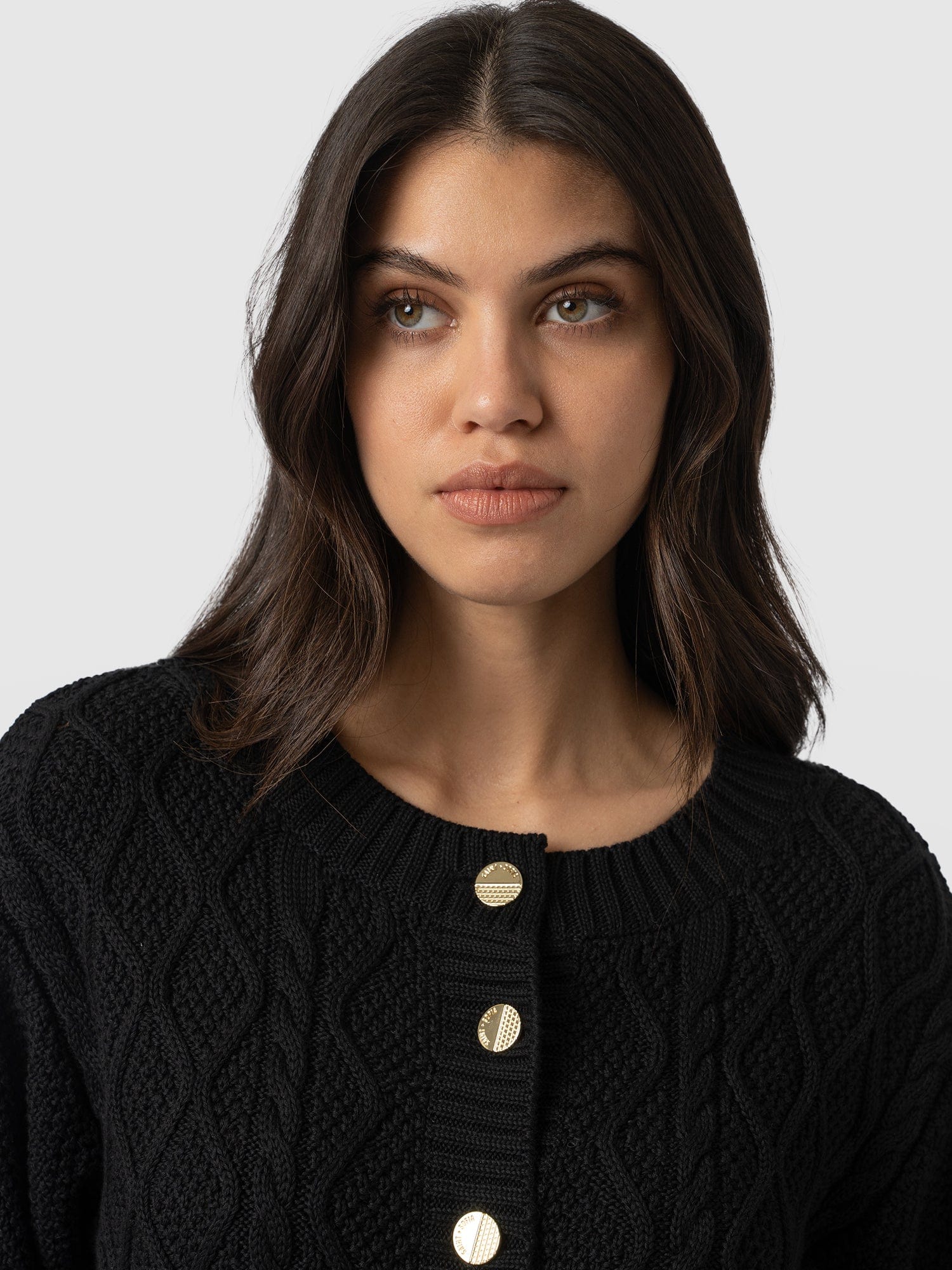 Bronte Cable Cardigan Black - Women's Cardigans | Saint + Sofia® USA