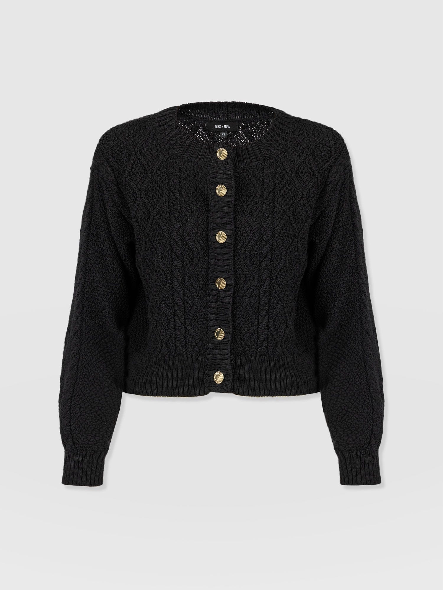 Bronte Cable Cardigan Black - Women's Cardigans | Saint + Sofia® USA