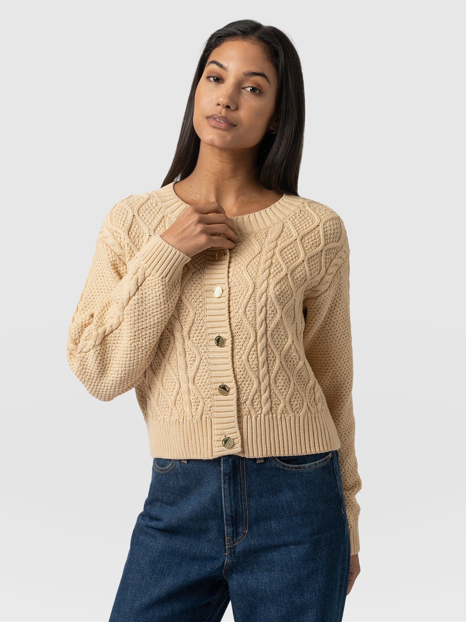 Bronte Cable Cardigan Yellow - Women's Cardigans | Saint + Sofia® USA