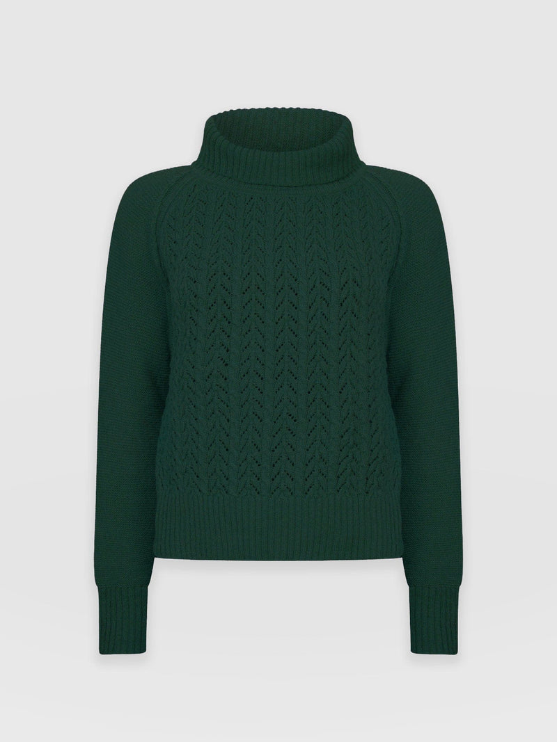 Green Cable knit sweater T1028