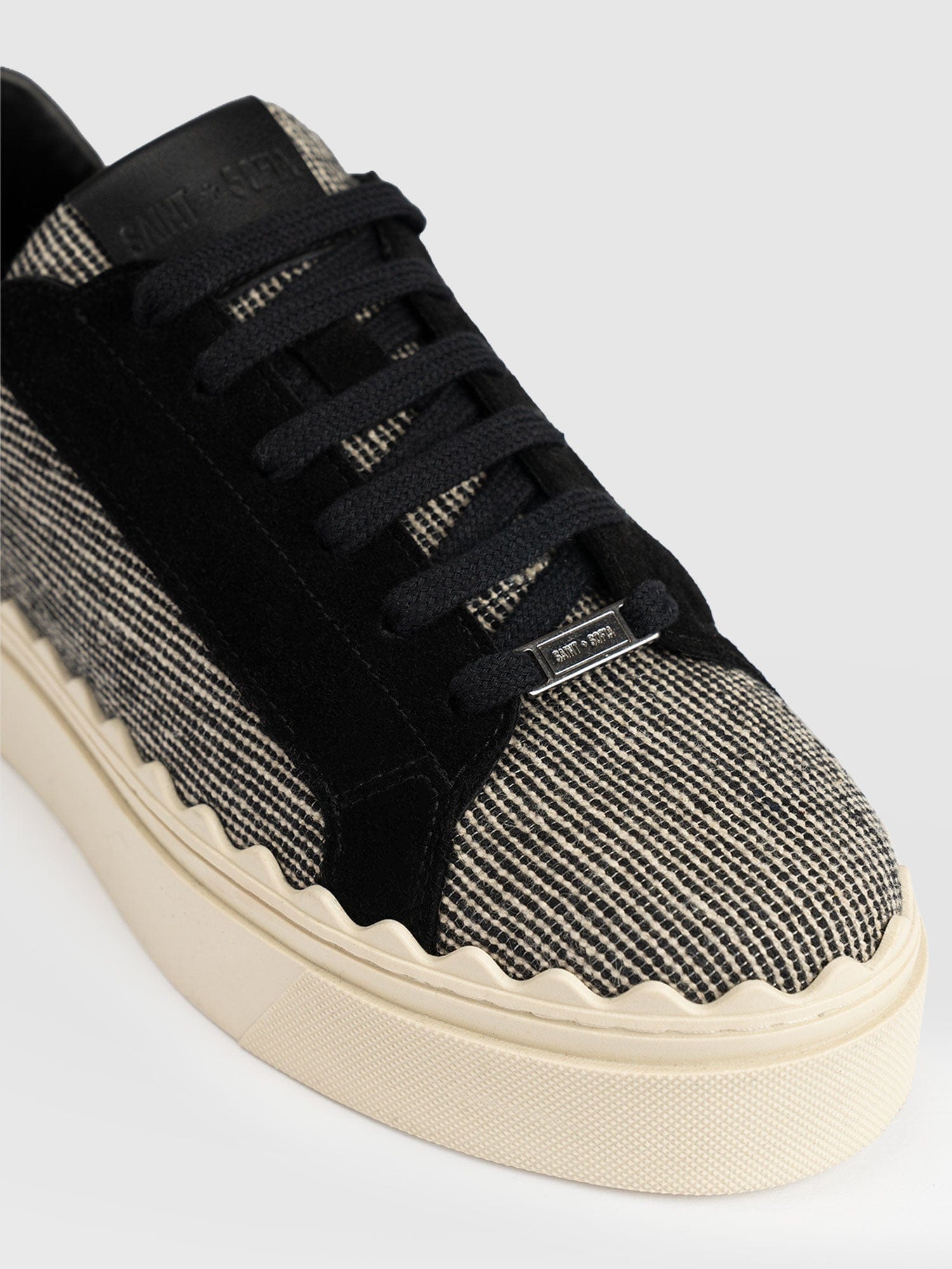 Brook Scallop Sneaker - Black Linen - Women's Shoes | Saint + Sofia® USA