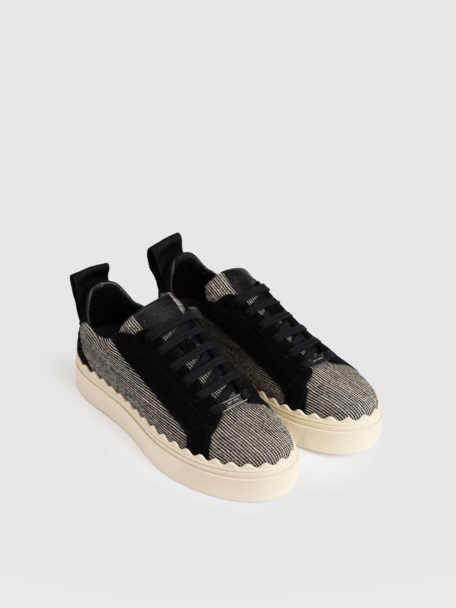 Brook Scallop Sneaker - Black Linen - Women's Shoes | Saint + Sofia® USA