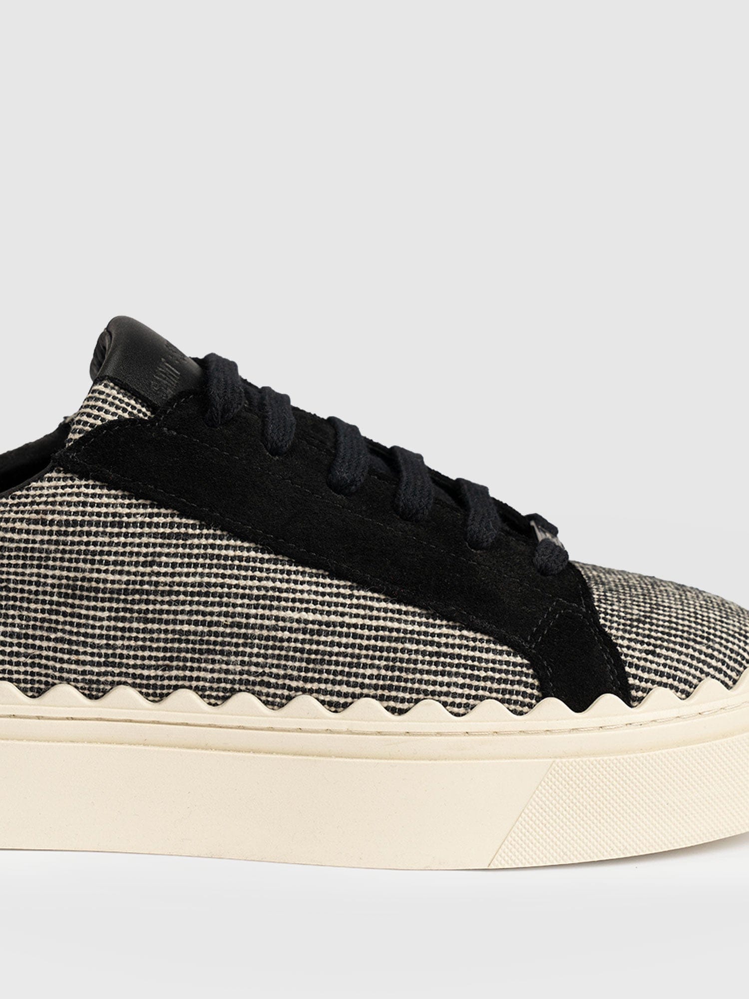 Brook Scallop Sneaker - Black Linen - Women's Shoes | Saint + Sofia® USA