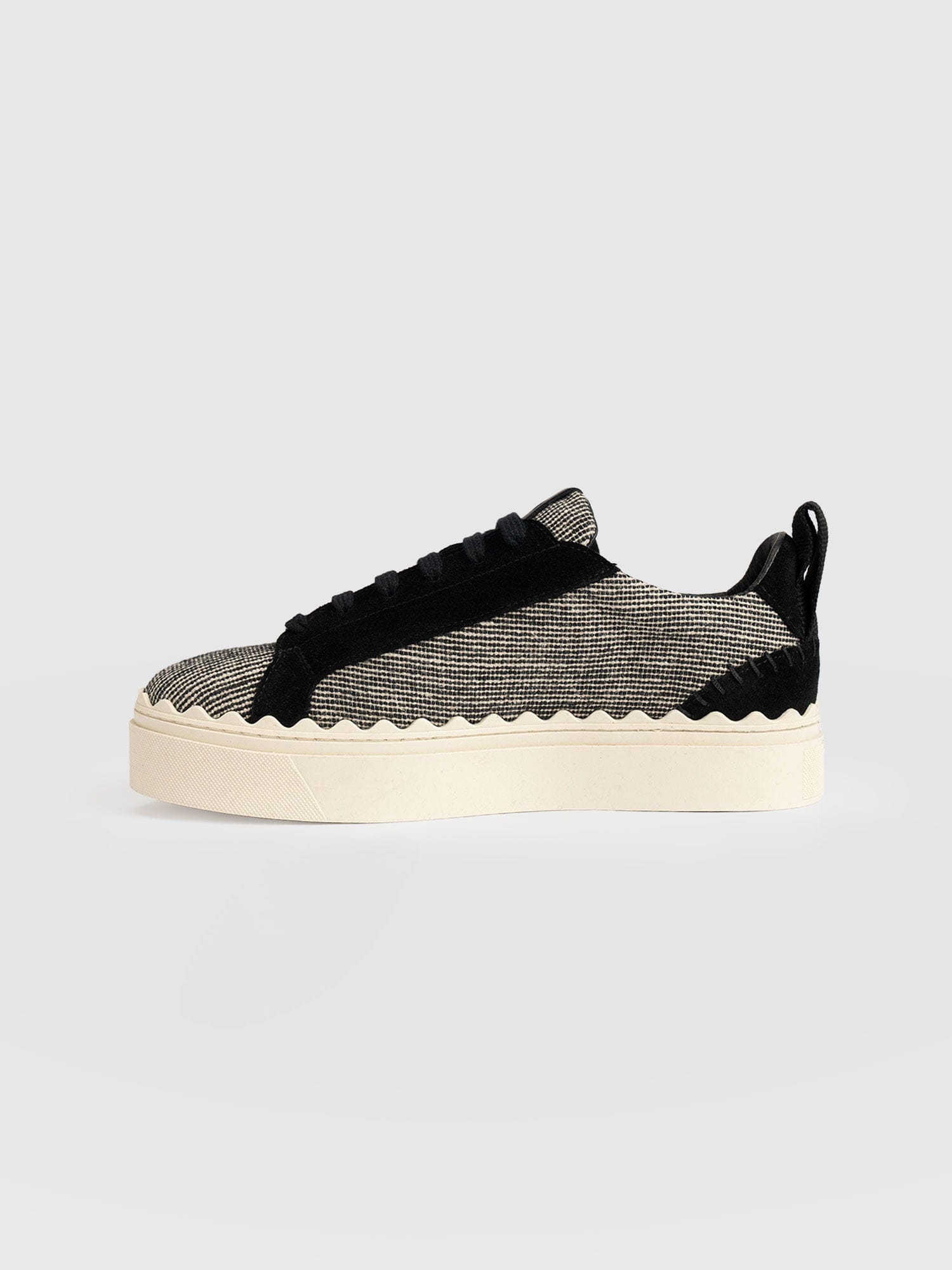 Brook Scallop Sneaker - Black Linen - Women's Shoes | Saint + Sofia® USA