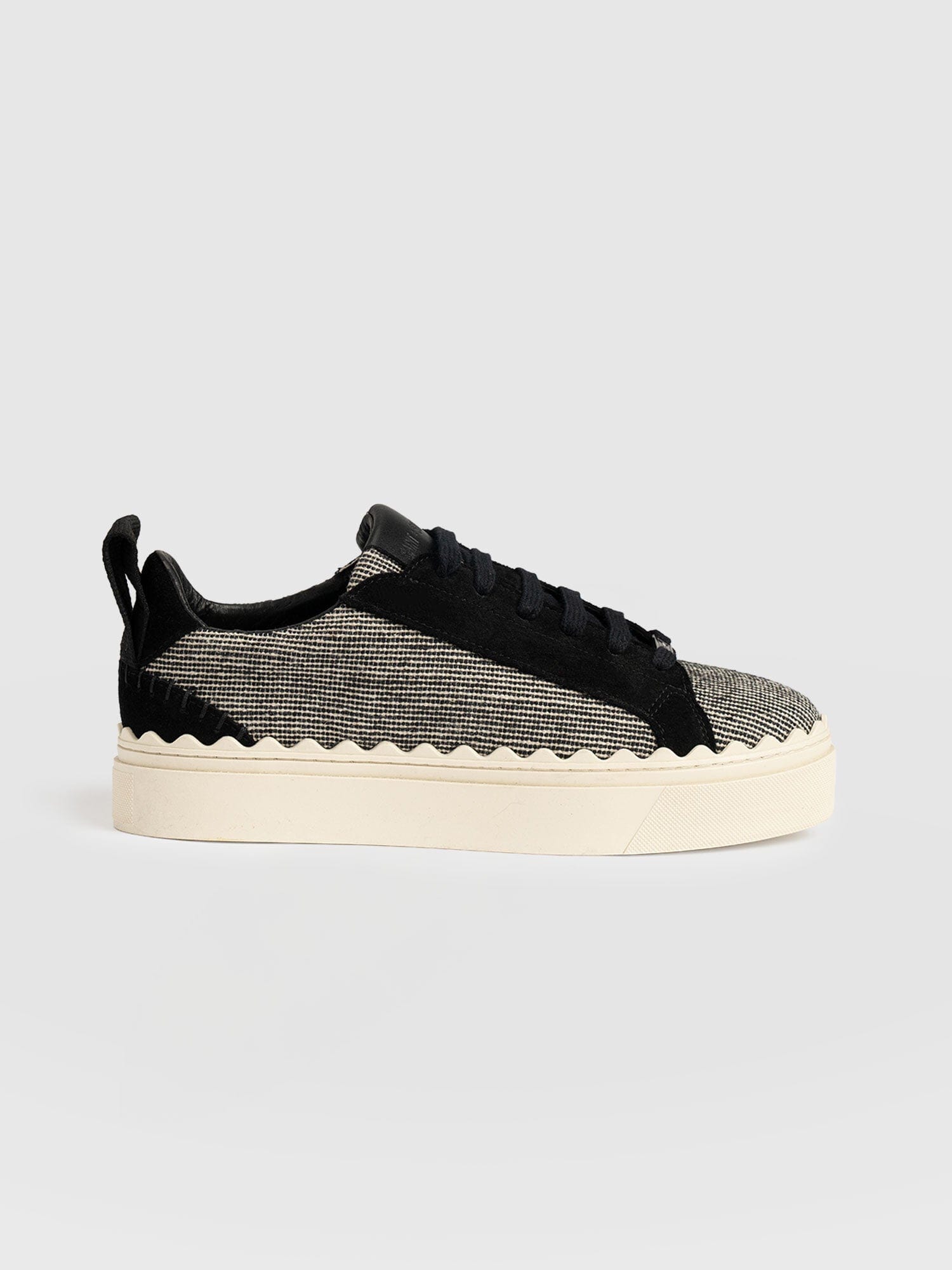 Brook Scallop Sneaker - Black Linen - Women's Shoes | Saint + Sofia® USA