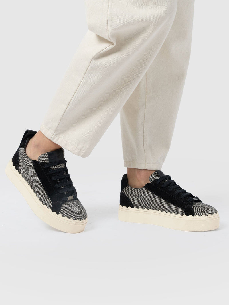 Brook Scallop Sneaker - Black Linen - Women's Shoes | Saint + Sofia® USA