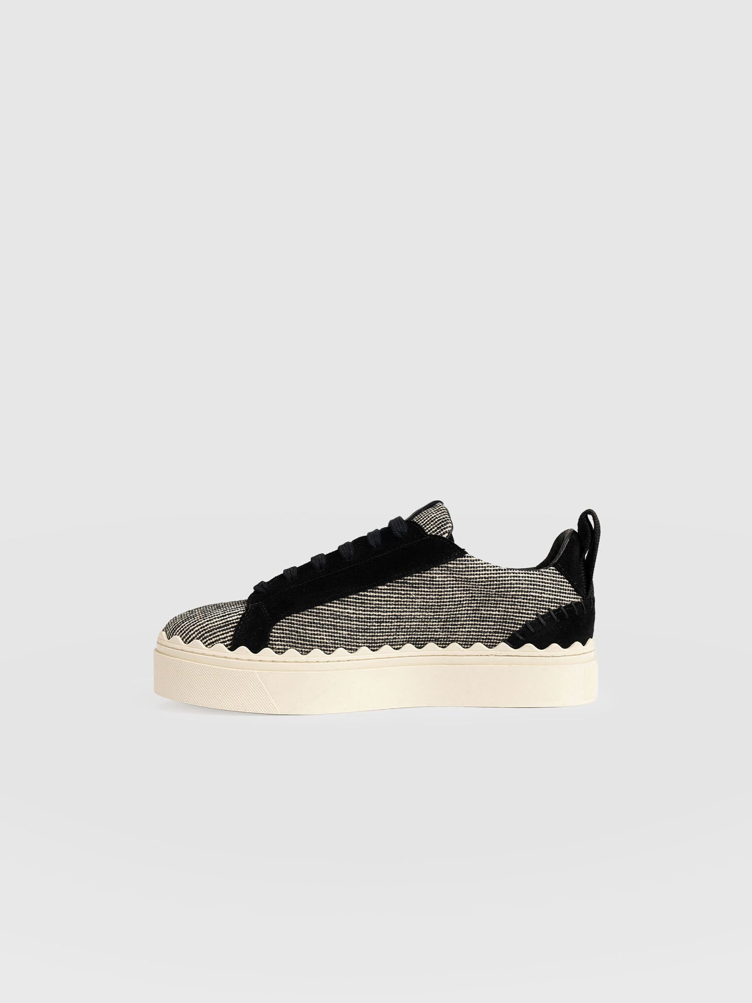 Brook Scallop Sneaker - Black Linen - Women's Shoes | Saint + Sofia® USA