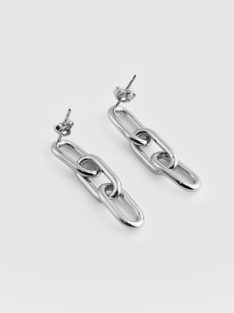 Cable Chain Drop Earrings Silver - Women's Jewellery | Saint + Sofia® USA