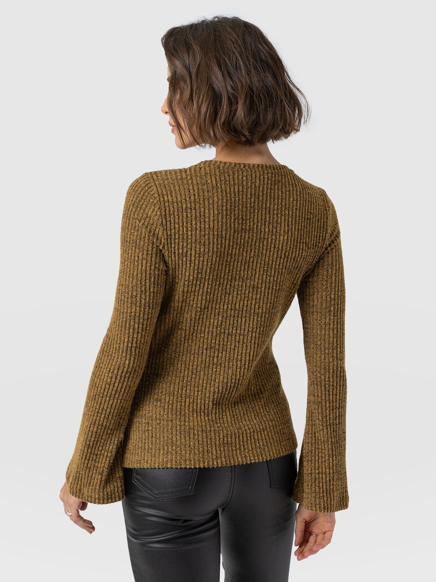 Callie Fluted Tee - Mustard Melange - Women's T-shirts | Saint + Sofia® USA