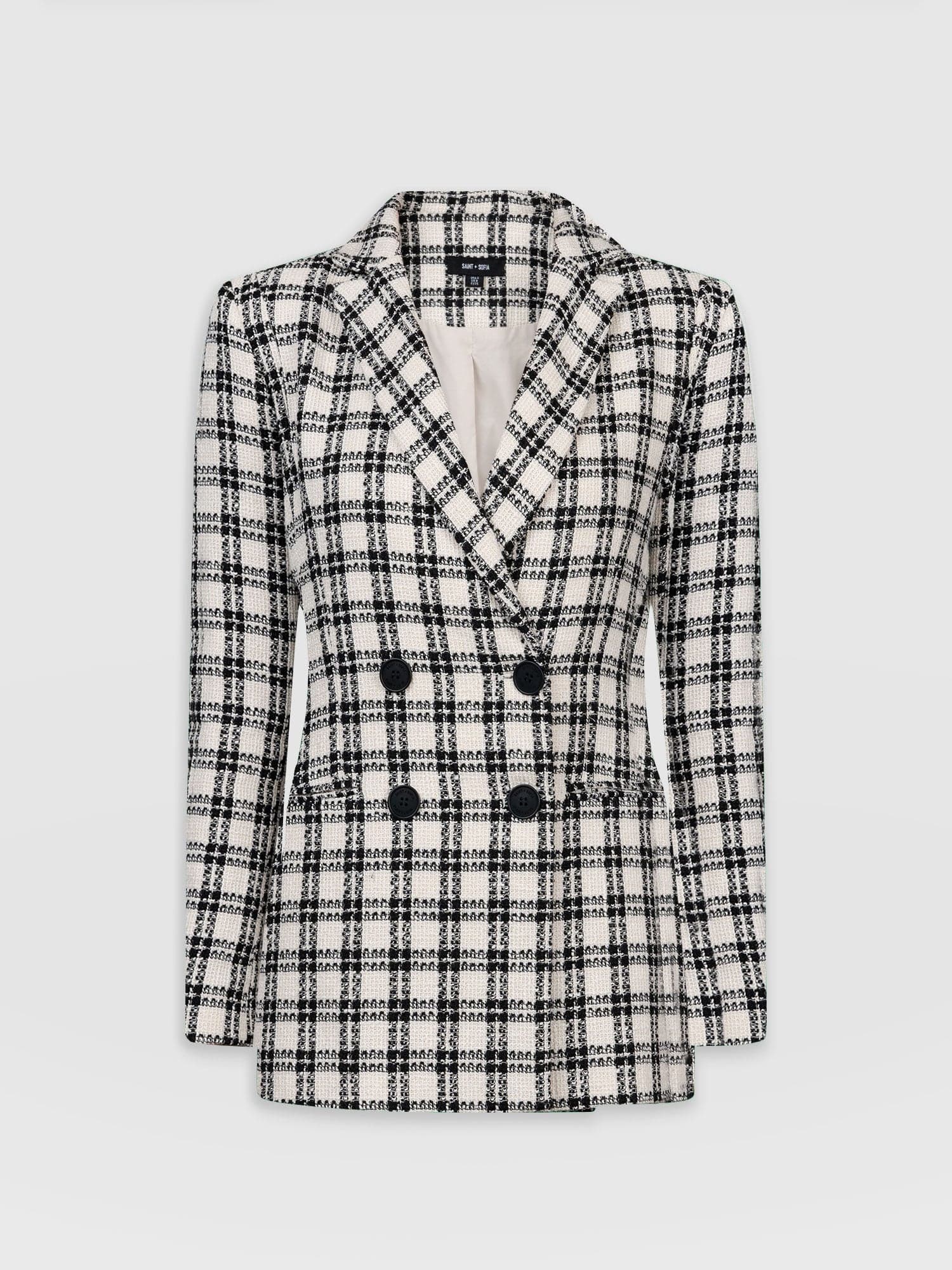 Cambridge Blazer Black & Cream Check - Women's Blazers | Saint + Sofia® UK