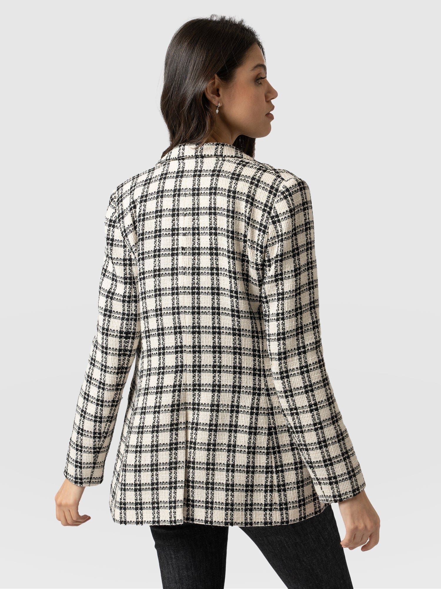 Cambridge Blazer Black & Cream Check - Women's Blazers | Saint + Sofia® USA