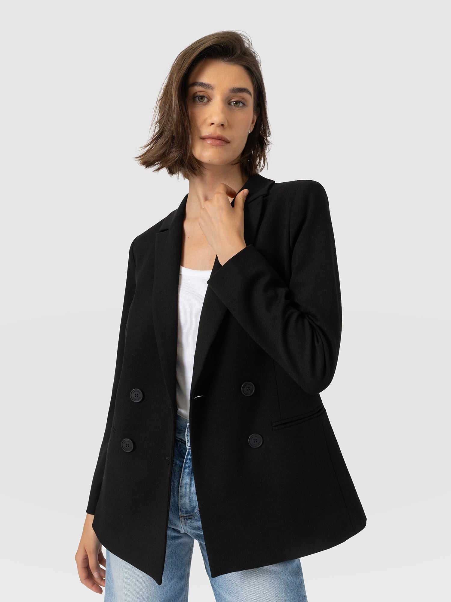 Cambridge Blazer Black Crepe - Women's Blazers | Saint and Sofia® USA