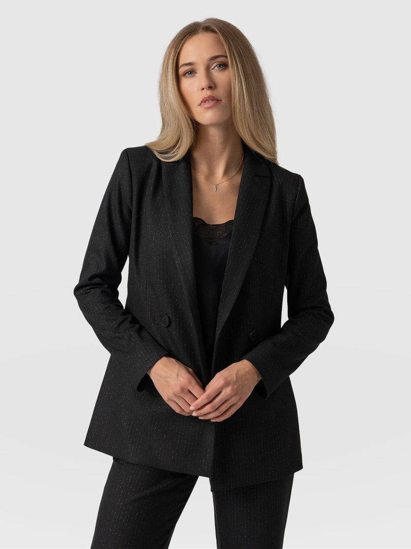 Cambridge Blazer Black Pinstripe - Women's Blazers | Saint + Sofia® USA