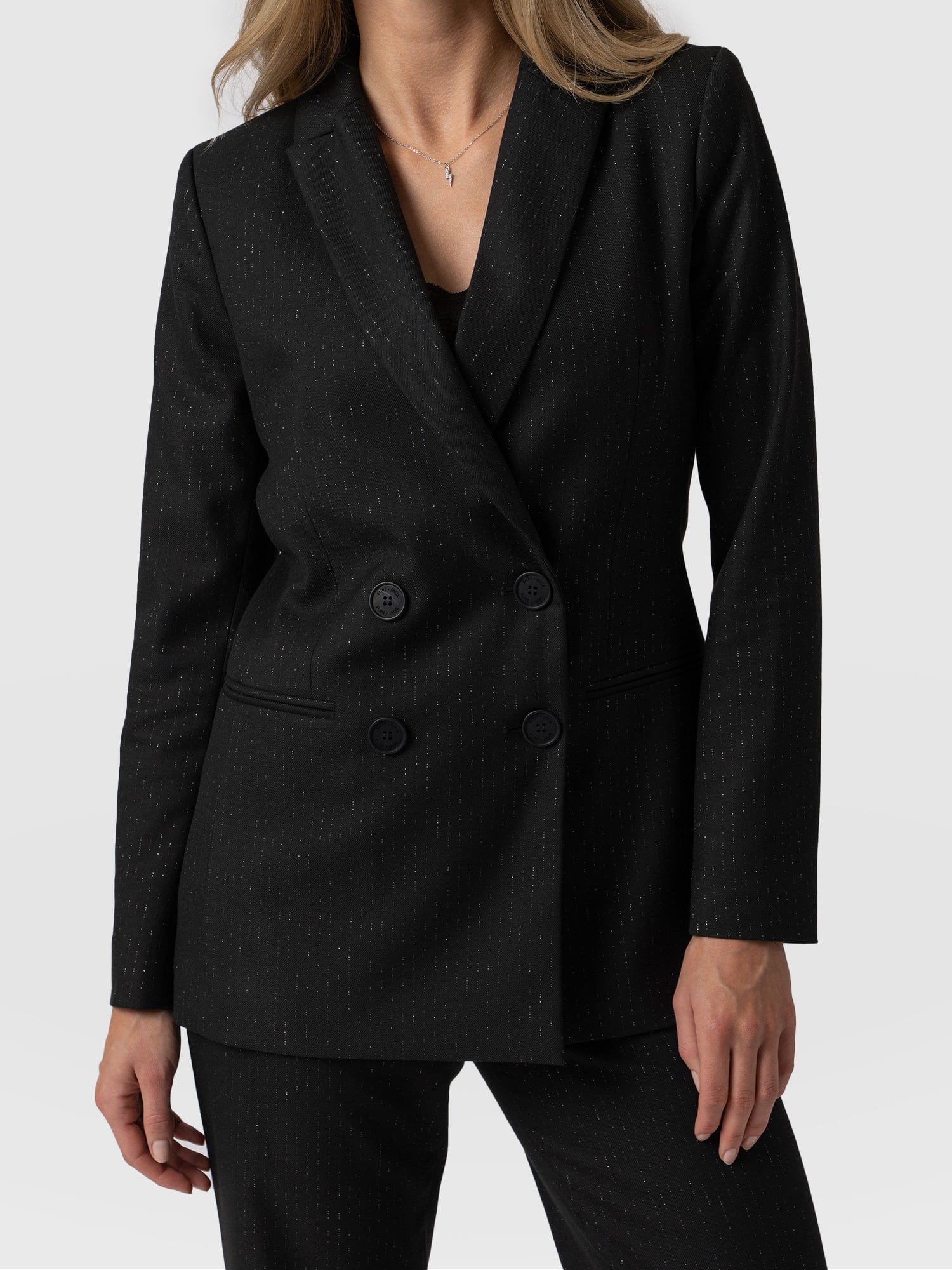 Cambridge Blazer Black Pinstripe - Women's Blazers | Saint + Sofia® USA