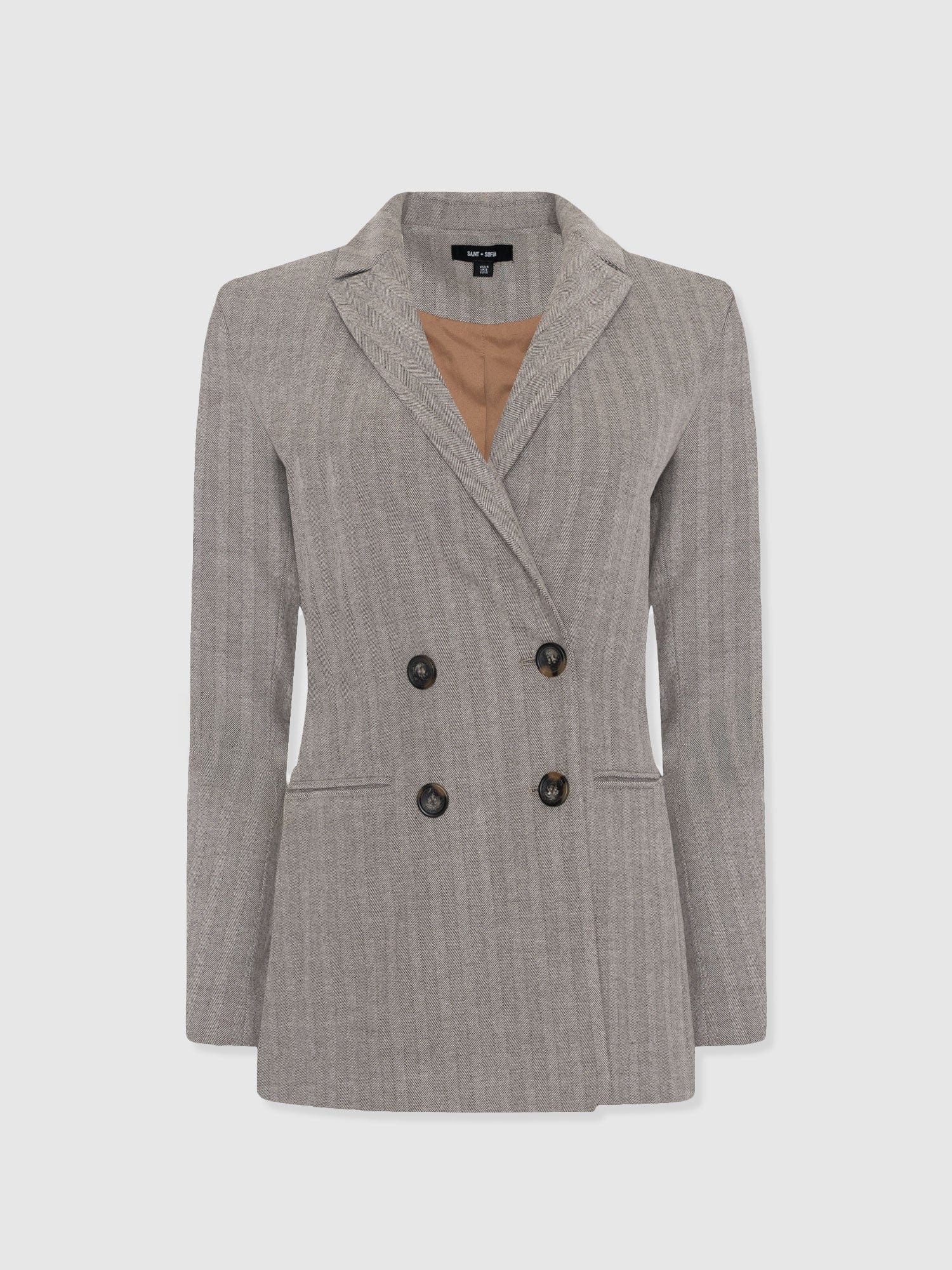 Cambridge Blazer - Brown Herringbone - Women's Jackets | Saint + Sofia® USA