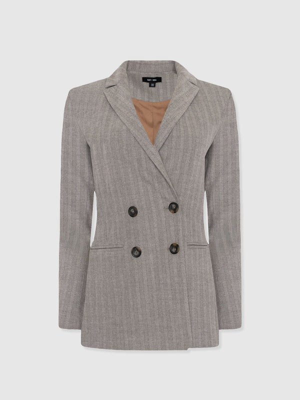 Cambridge Blazer - Brown Herringbone - Women's Jackets | Saint + Sofia® USA