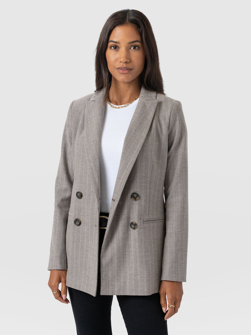 Cambridge Blazer - Brown Herringbone - Women's Jackets | Saint + Sofia® USA