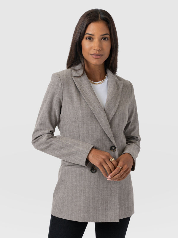 Cambridge Blazer - Brown Herringbone - Women's Jackets | Saint + Sofia® USA