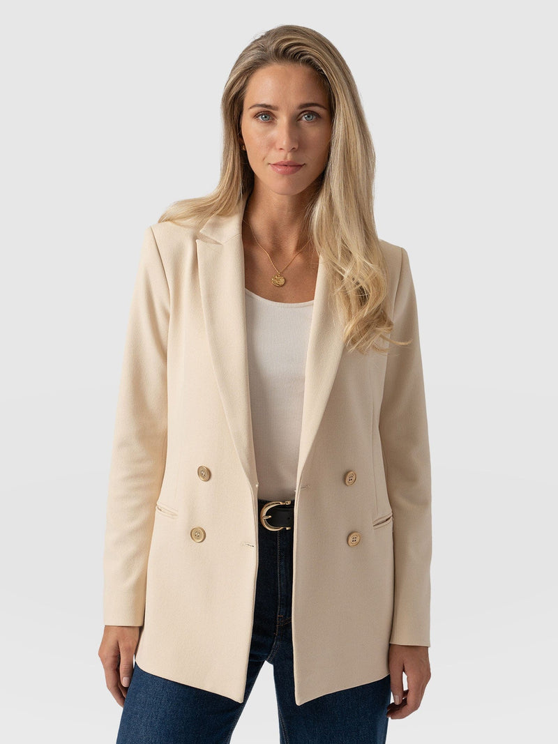 Cambridge Blazer Crepe Beige - Women's Blazers | Saint + Sofia® USA