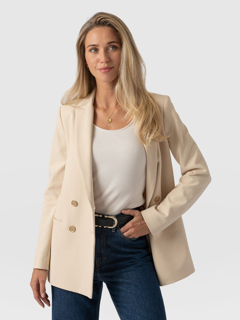 Cambridge Blazer Crepe Beige - Women's Blazers | Saint + Sofia® USA