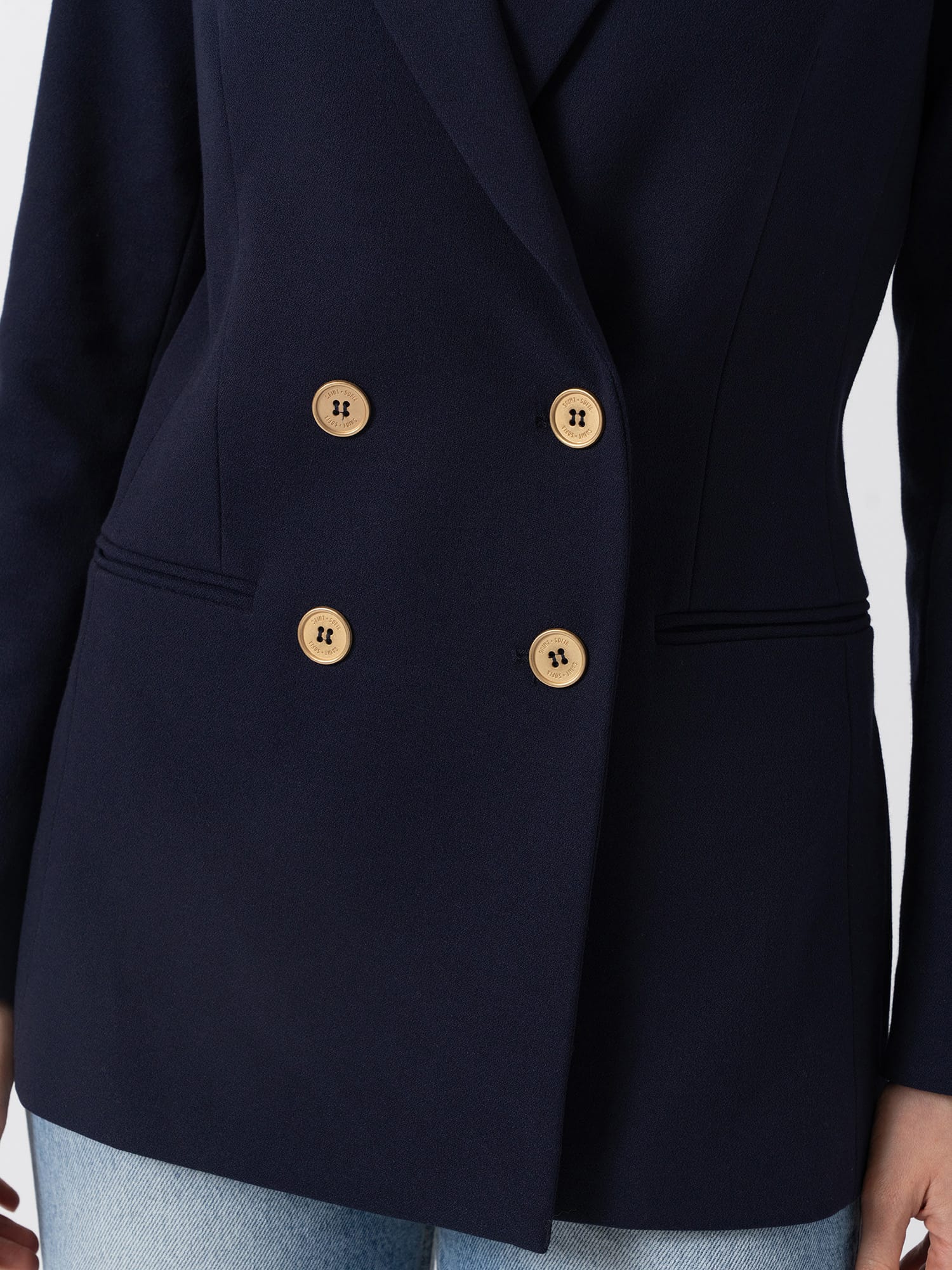 Cambridge Blazer Navy Crepe - Women's Blazers | Saint and Sofia® USA