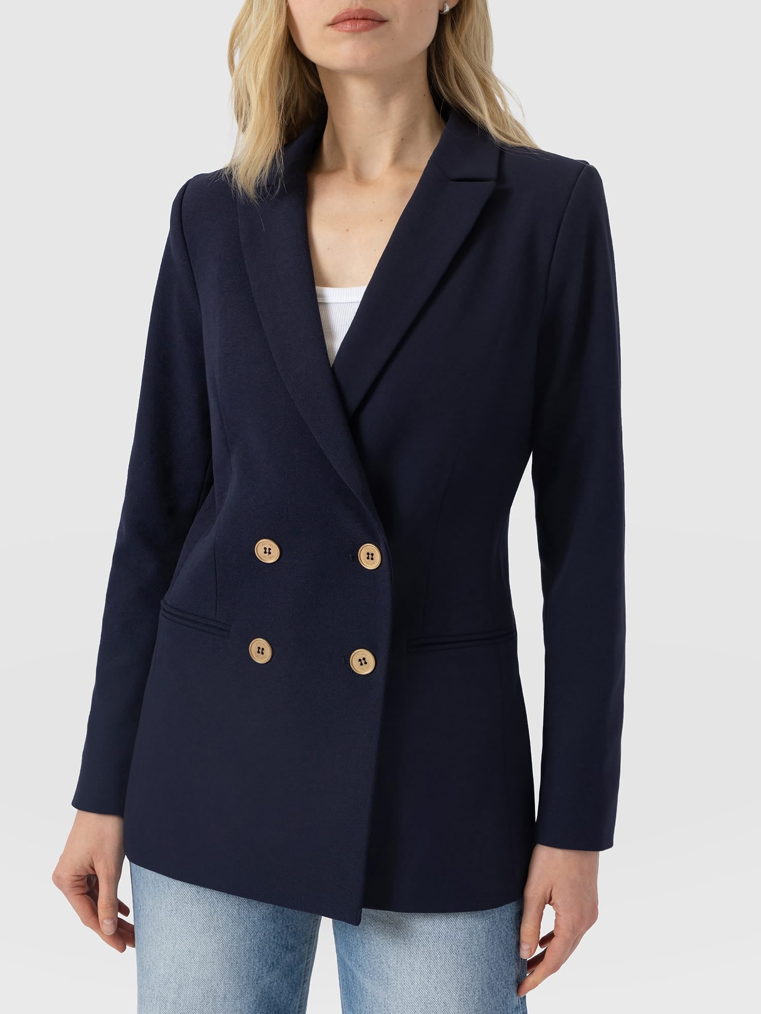 Cambridge Blazer Navy Crepe - Women's Blazers | Saint and Sofia® USA