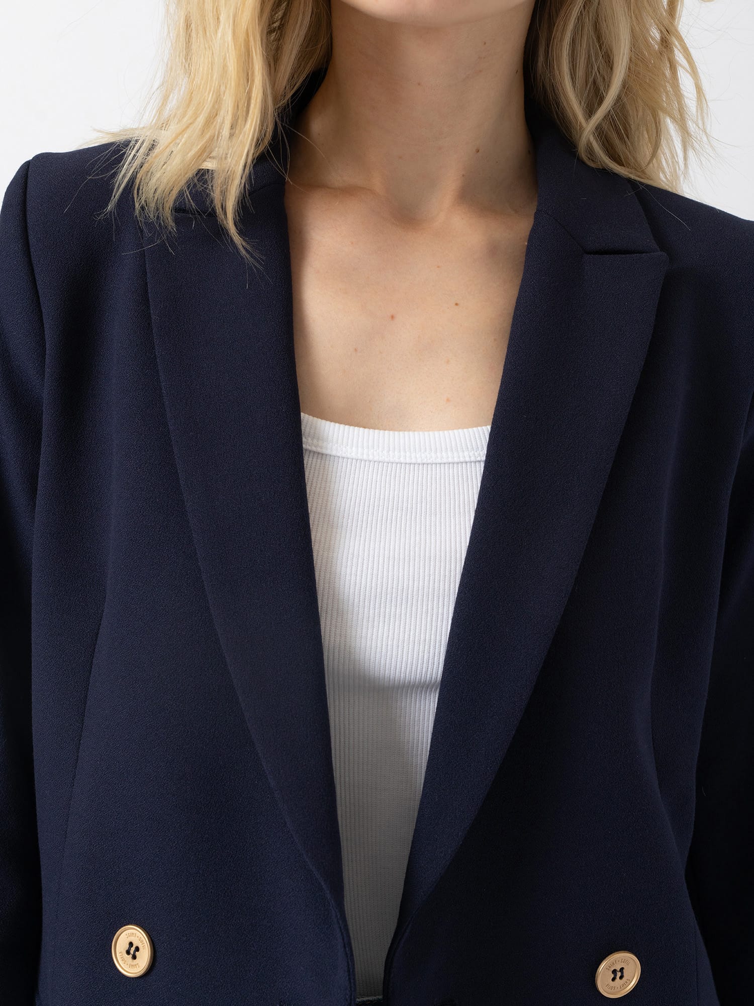 Cambridge Blazer Navy Crepe - Women's Blazers | Saint and Sofia® USA