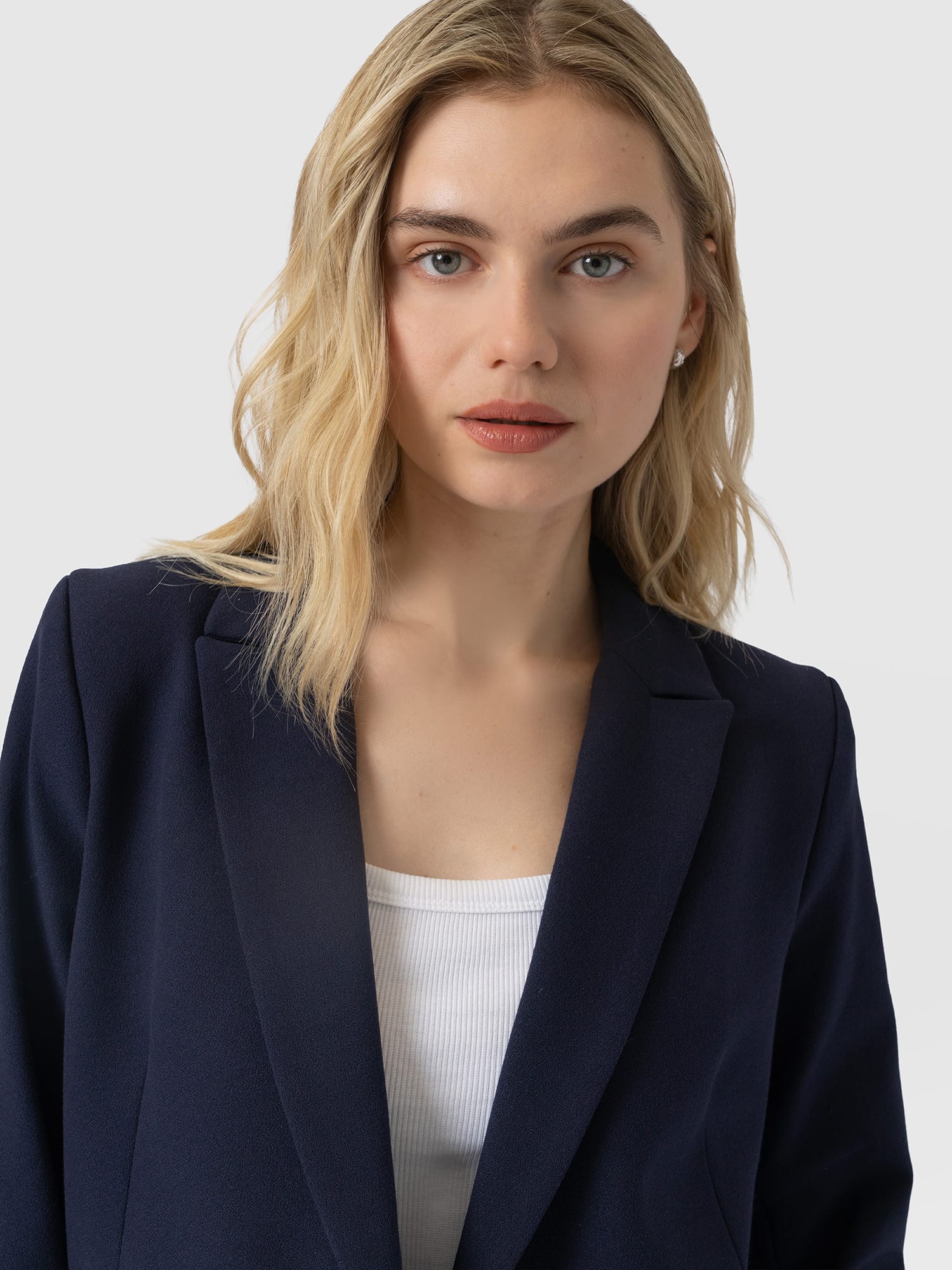 Cambridge Blazer Navy Crepe - Women's Blazers | Saint and Sofia® USA