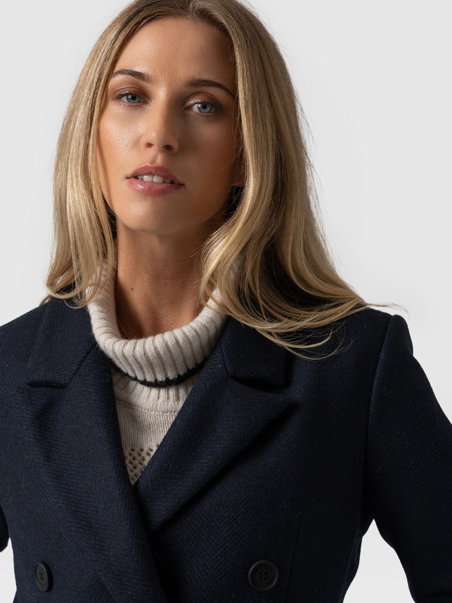 Cambridge Coat Navy Chevron - Women's Coats | Saint + Sofia® USA