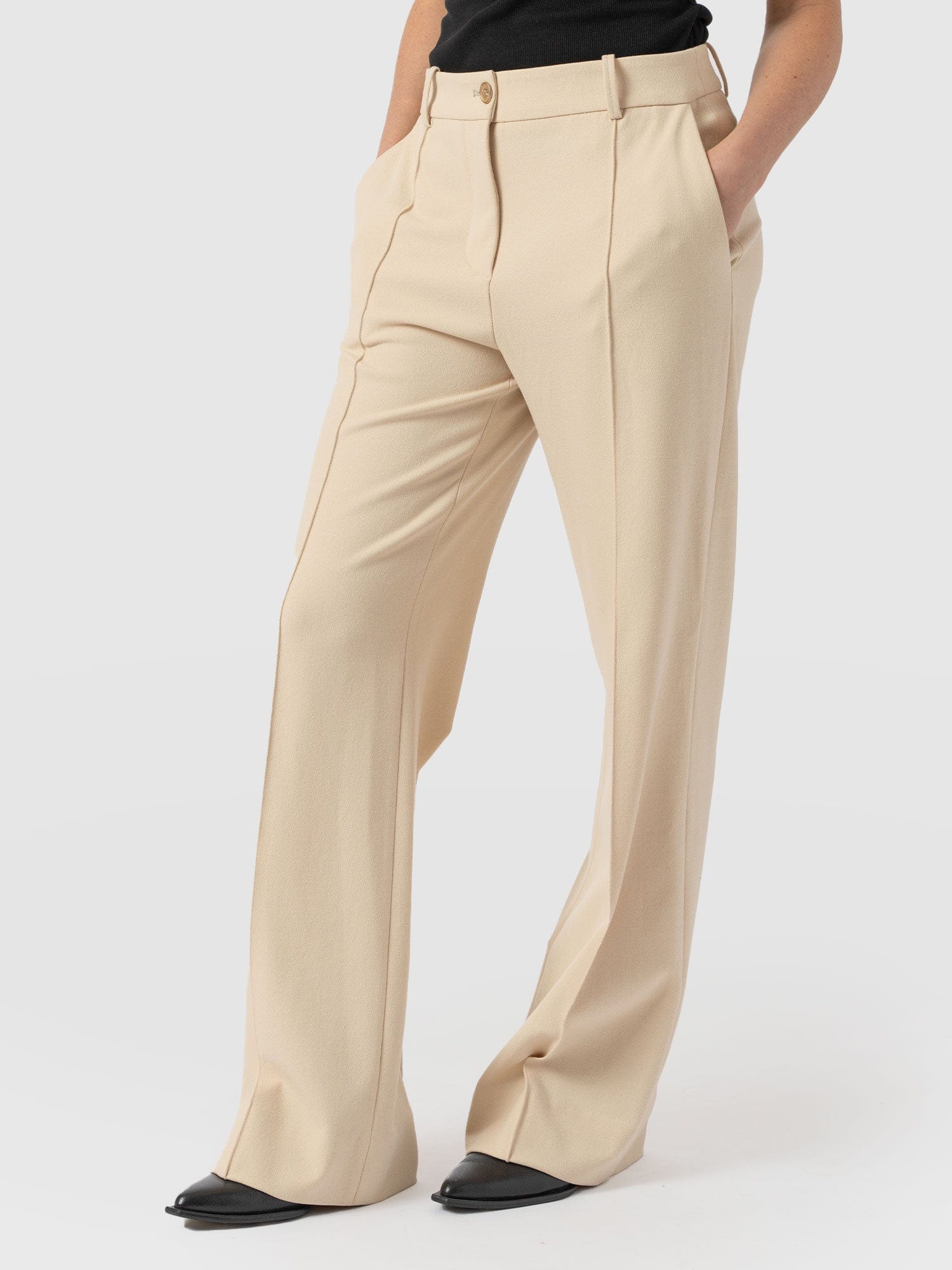 Cambridge Tailored Wide Leg Pant Beige - Women's Pants | Saint + Sofia® USA