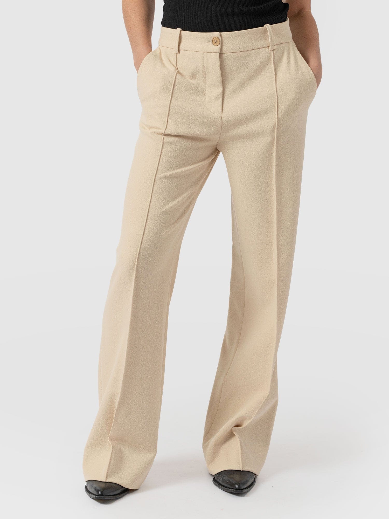 Cambridge Tailored Wide Leg Pant Beige - Women's Pants | Saint + Sofia® USA