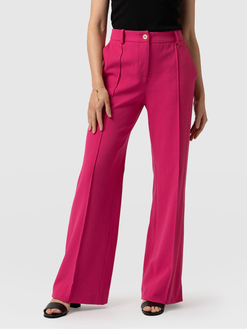 Sutton - Hot Pink High Waisted Wide Leg Trousers – Miss G Couture