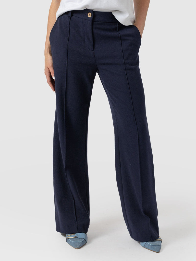 Cambridge Tailored Wide Leg Pant Navy - Women's Pants | Saint + Sofia® USA