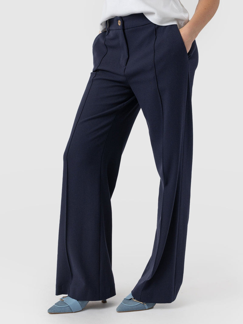 Cambridge Tailored Wide Leg Pant Navy - Women's Pants | Saint + Sofia® USA