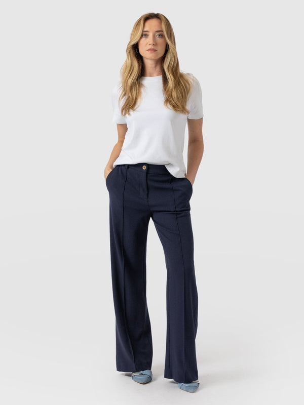 Cambridge Tailored Wide Leg Pant Navy - Women's Pants | Saint + Sofia® USA