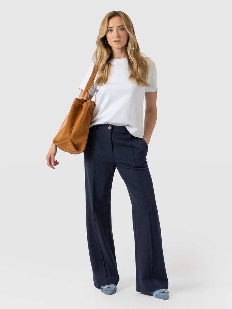 Cambridge Tailored Wide Leg Pant Navy - Women's Pants | Saint + Sofia® USA