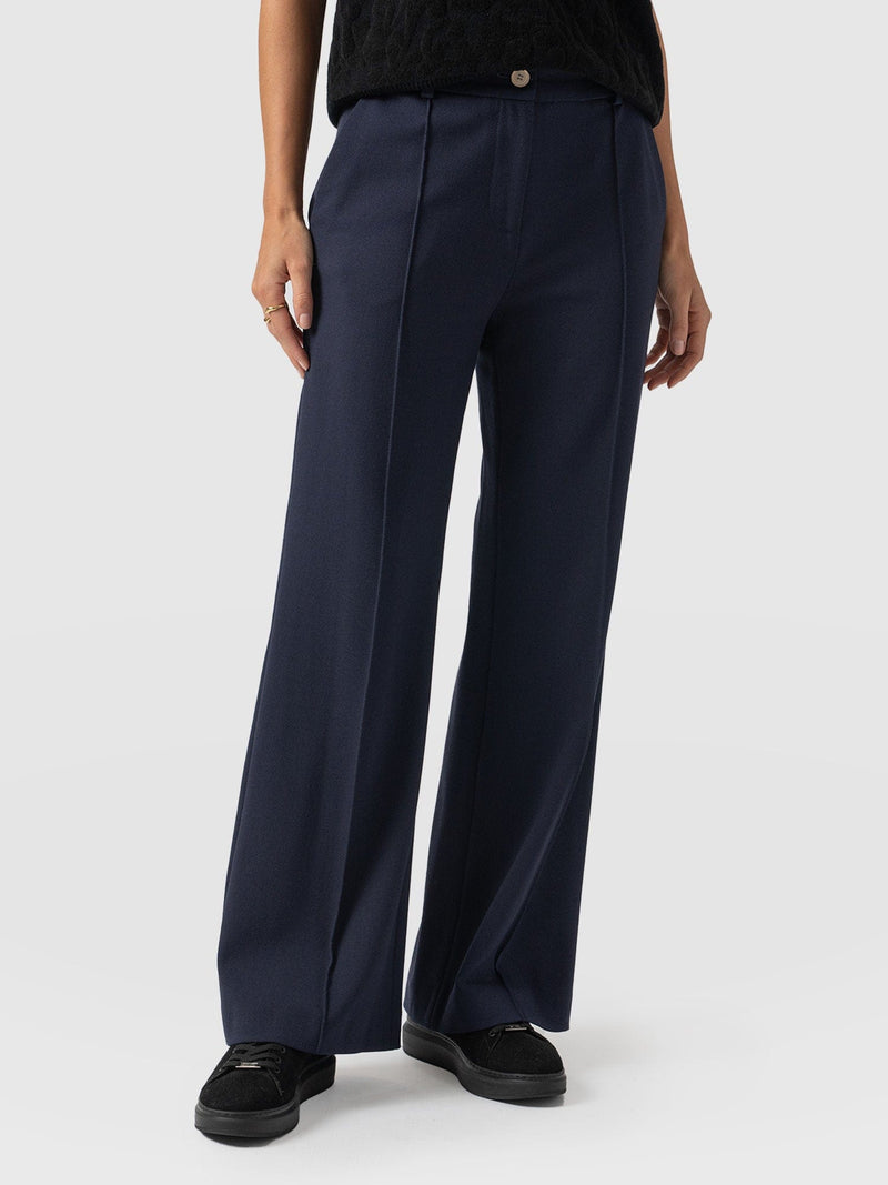 Cambridge Tailored Wide Leg Pant Navy - Women's Pants | Saint + Sofia® USA