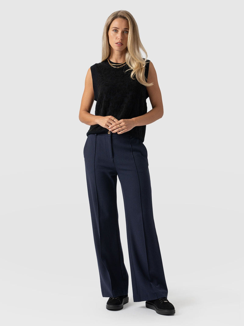 Cambridge Tailored Wide Leg Pant Navy - Women's Pants | Saint + Sofia® USA