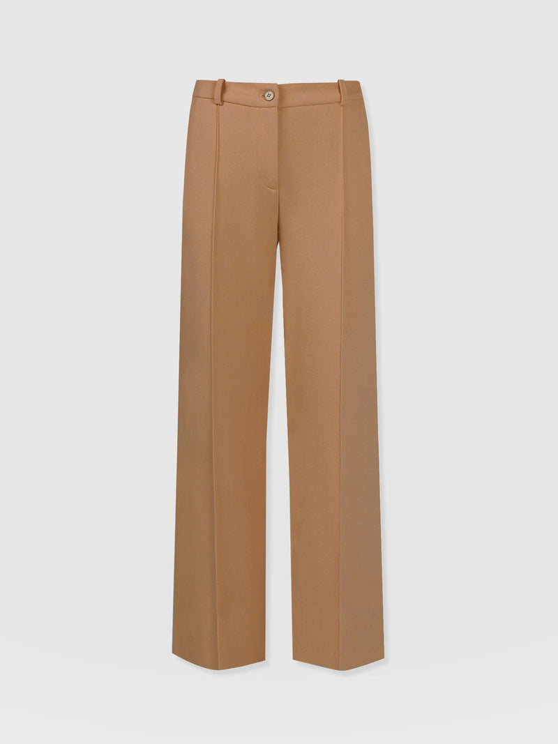 Cambridge Tailored Wide Leg Pant Tan - Women's Trousers | Saint + Sofia® UK