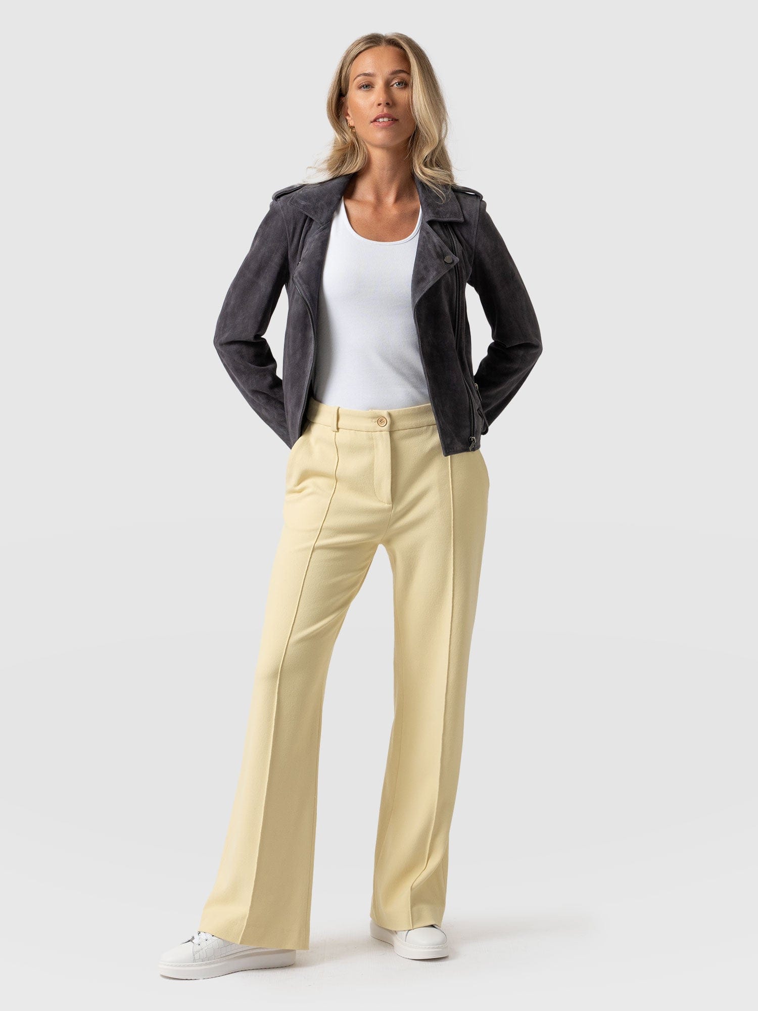 Cambridge Tailored Wide Leg Pant Yellow - Women's Trousers | Saint + Sofia® USA