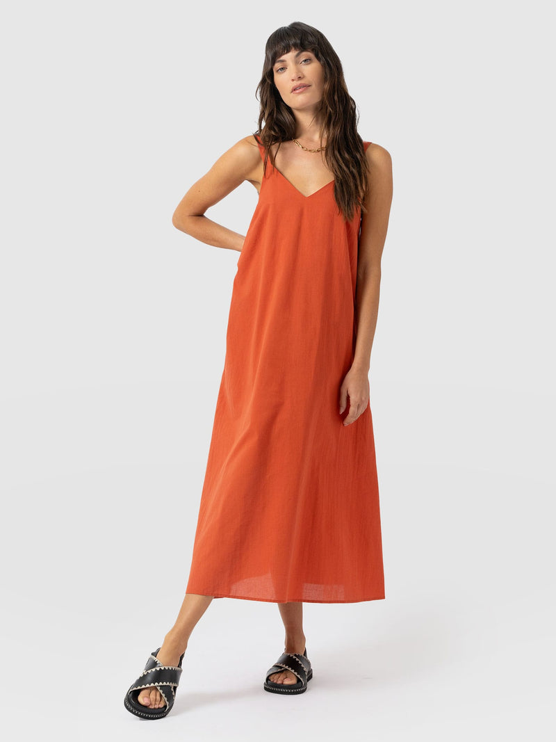 Candice A - Line Dress - Burnt Orange - Women's Dresses | Saint and Sofia® USA