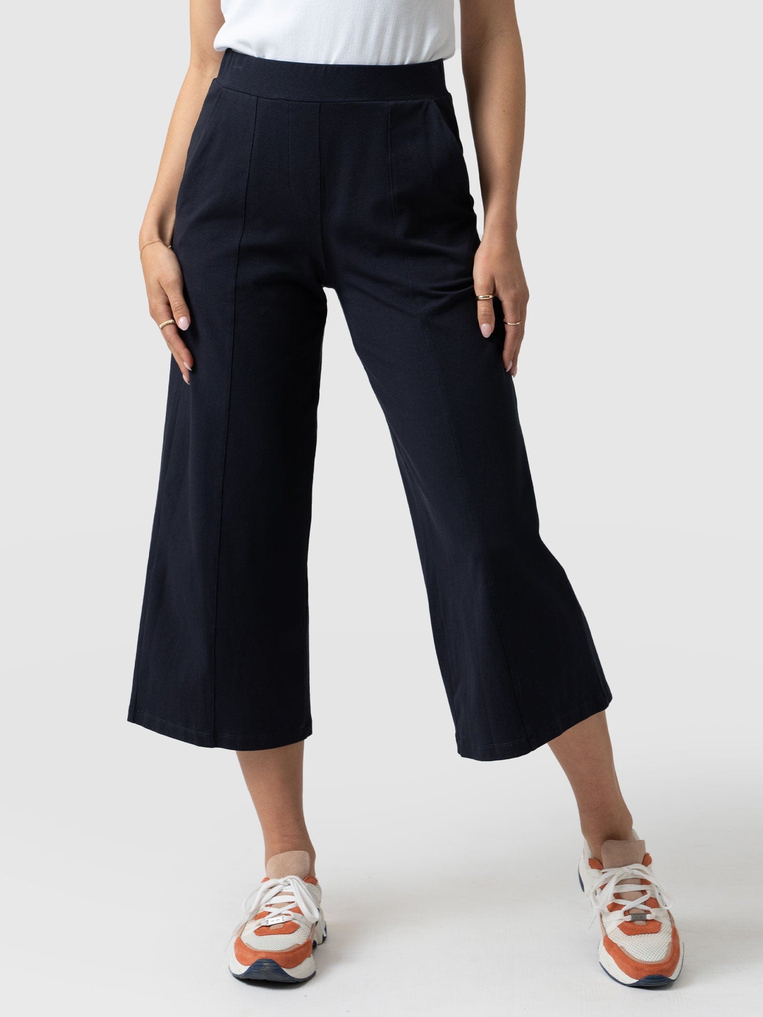 Cara Wide Leg Culotte Navy - Women's Culottes | Saint + Sofia® USA