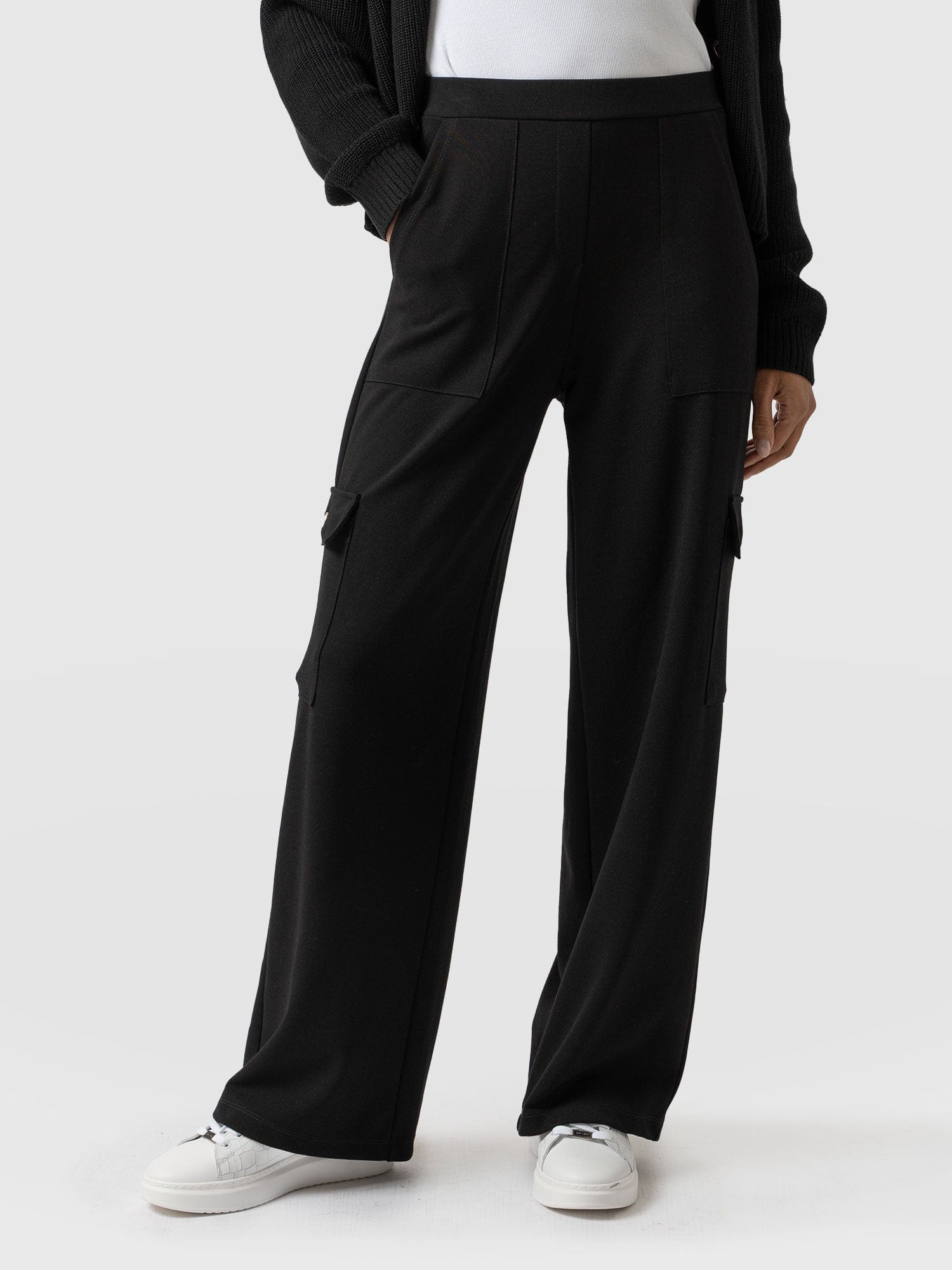 Cargo Chelsea Wide Leg Pant Black  - Women's Pants | Saint + Sofia® USA