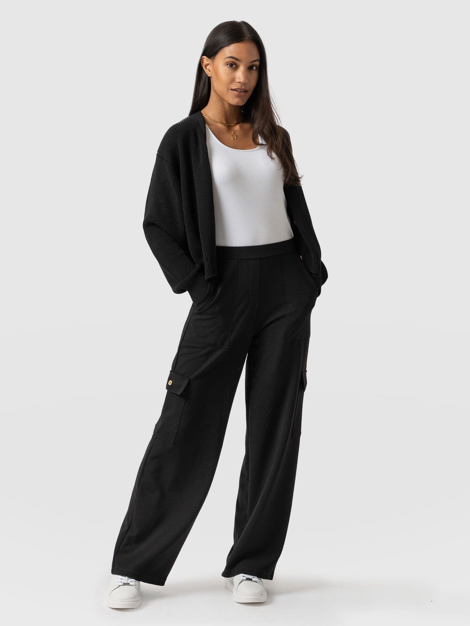 Cargo Chelsea Wide Leg Pant Black