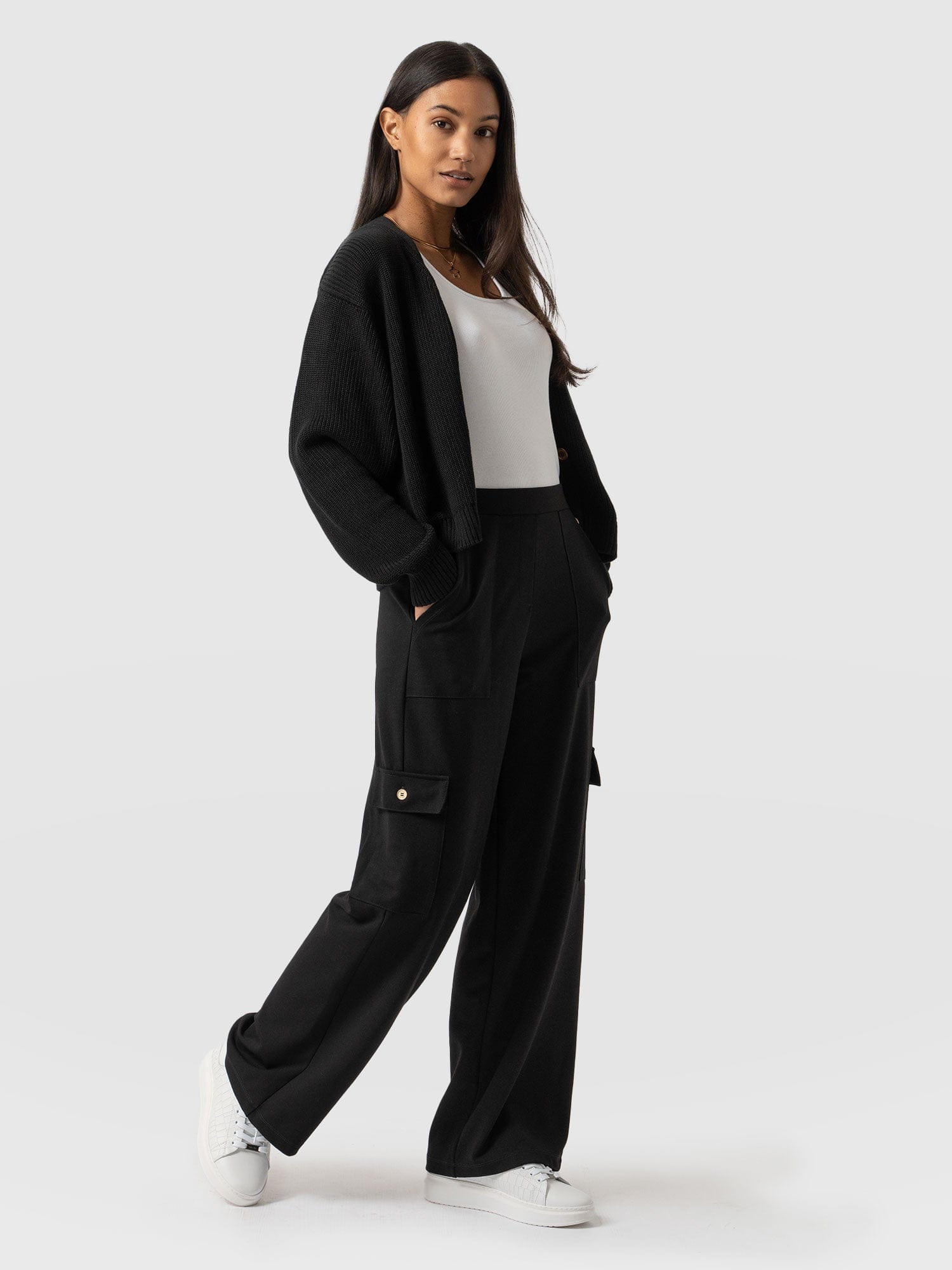 Cargo Chelsea Wide Leg Pant Black  - Women's Pants | Saint + Sofia® USA