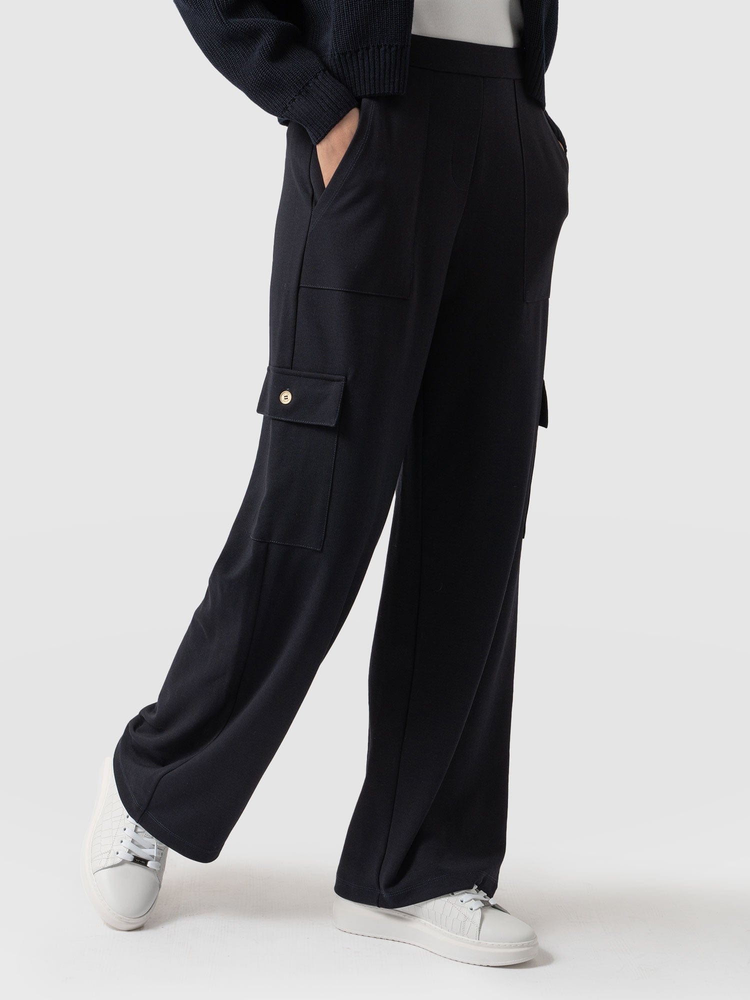 Cargo Chelsea Wide Leg Pant Navy  - Women's Pants | Saint + Sofia® USA