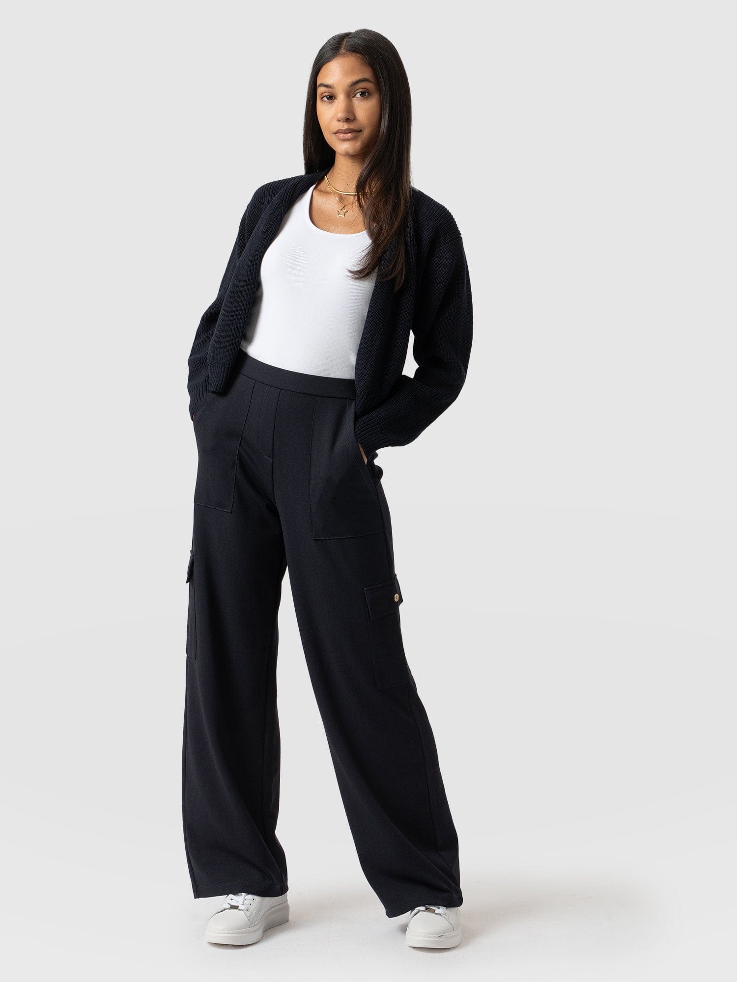 Cargo Chelsea Wide Leg Pant Navy  - Women's Pants | Saint + Sofia® USA
