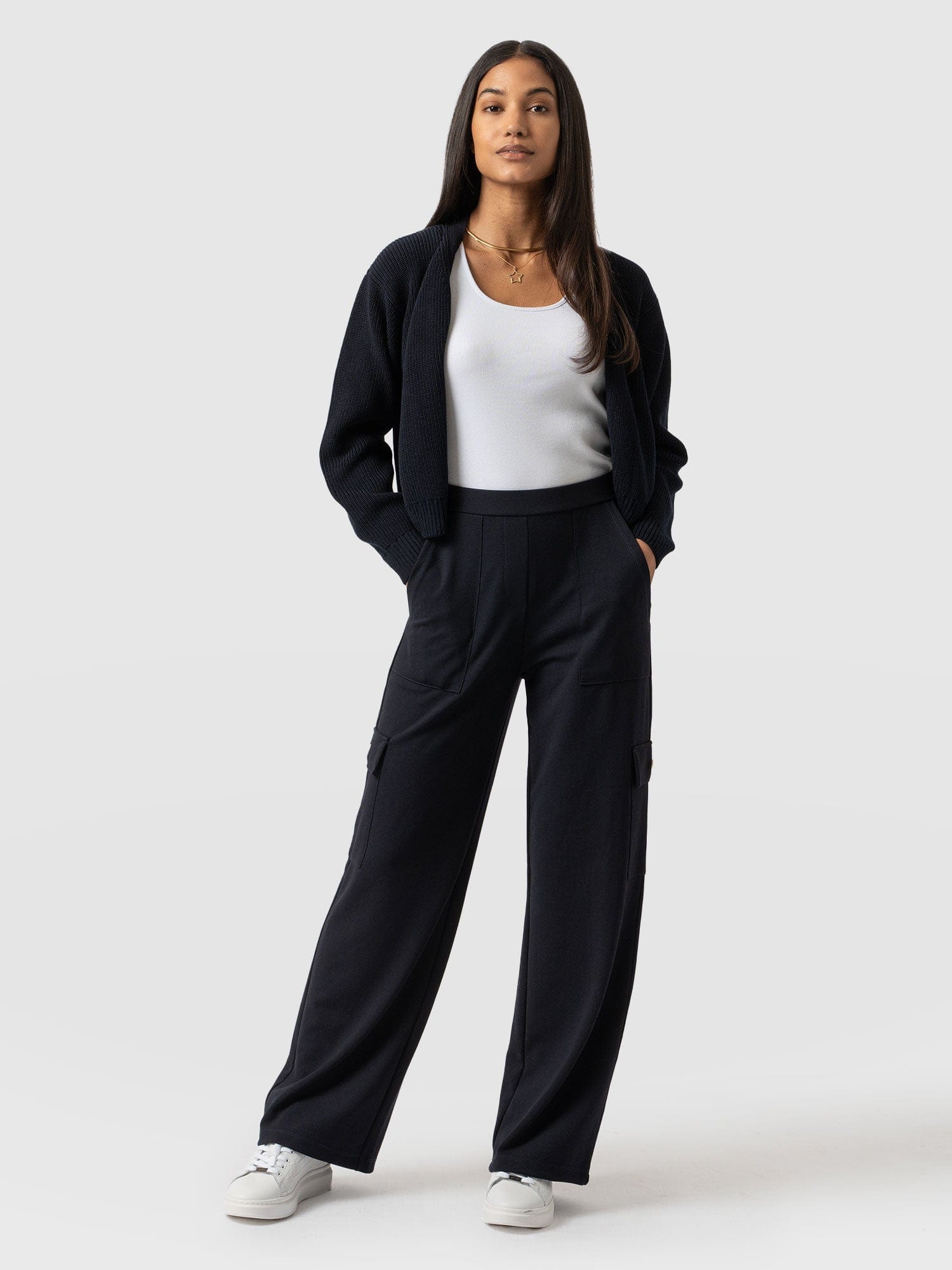 Cargo Chelsea Wide Leg Pant Navy  - Women's Pants | Saint + Sofia® USA